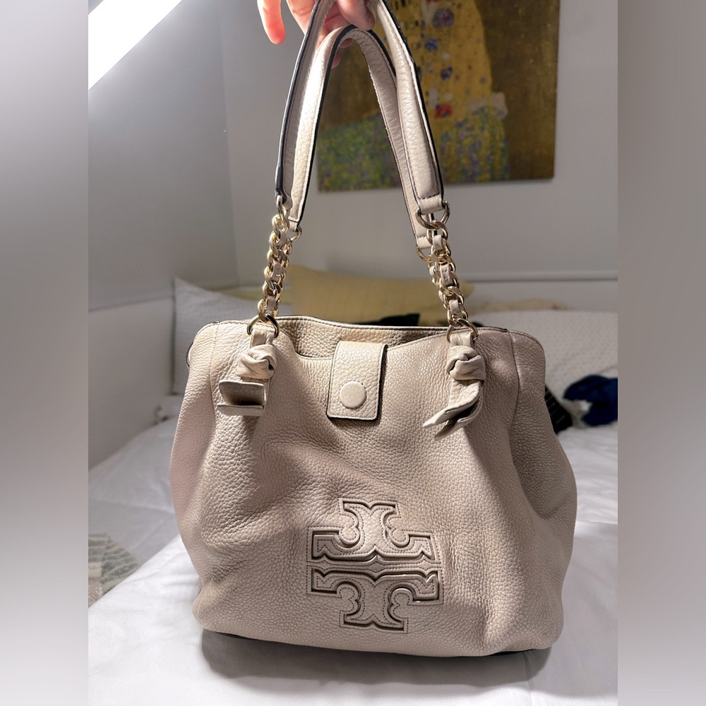 Tory Burch Cream Leather Shoulder Bag